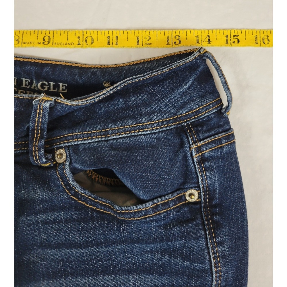 American Eagle Kick Boot Jeans Womens 4 Dark Wash Low Rise Bootcut 28x30 - Picture 2 of 10